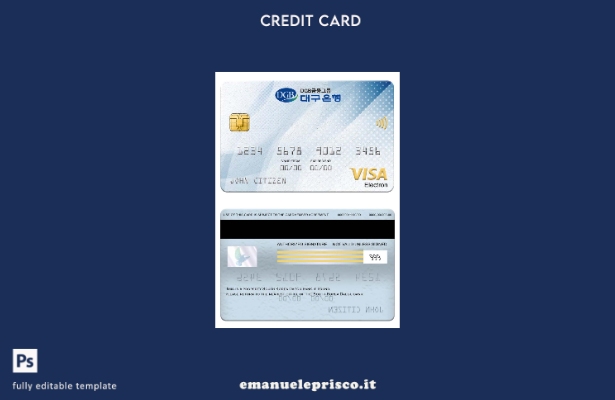 modello di carta elettronica per visto bancario della Corea del Sud stile verifi